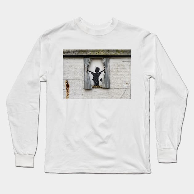 Banksy Boy & Cat Morning Long Sleeve T-Shirt by foozler